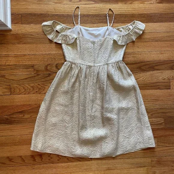 Lilly Pulitzer Gold Kariana Silk Dress Size 4 - Picture 2 of 5